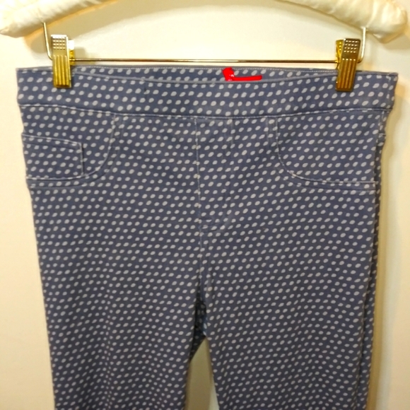 SPANX Denim & White Polka Dot Ankle Jeanish Leggings - Picture 2 of 11